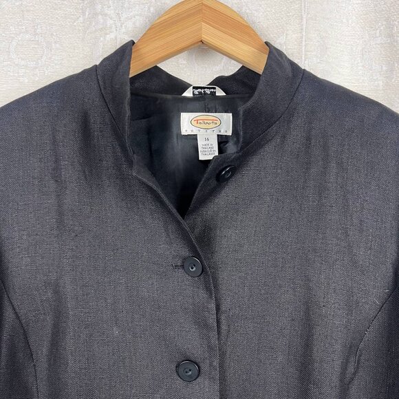Irish linen black shacket lightweight 14 petite jacket vintage Talbots blazer - Picture 3 of 10